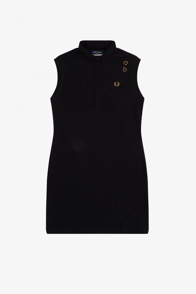 Women's Fred Perry SD3020 Dresses Black | 7652483-CL