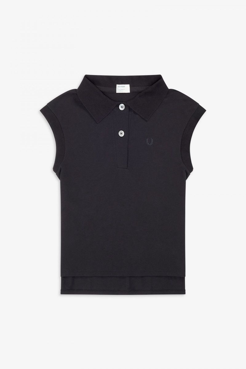 Women's Fred Perry SG6011 Polo Shirts Black | 2639704-CQ