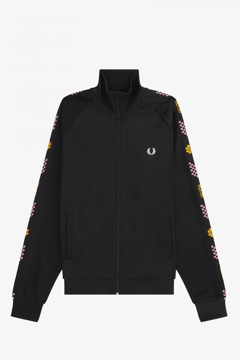 Women's Fred Perry SJ3183 Sweatshirts Black | 9714685-GJ