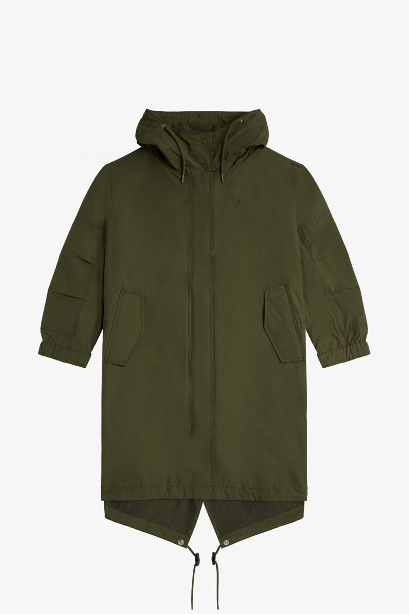 Women's Fred Perry Shell Parka Jackets Green | 7321490-AC