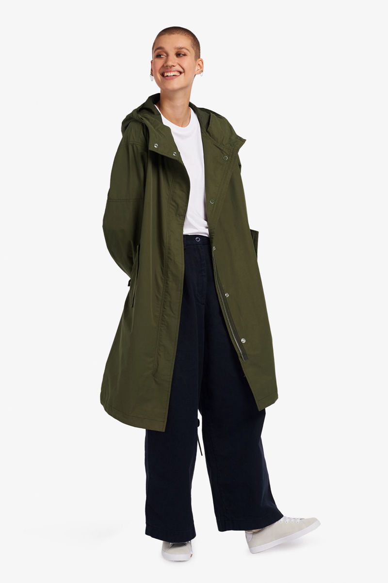 Women's Fred Perry Shell Parka Jackets Green | 7321490-AC