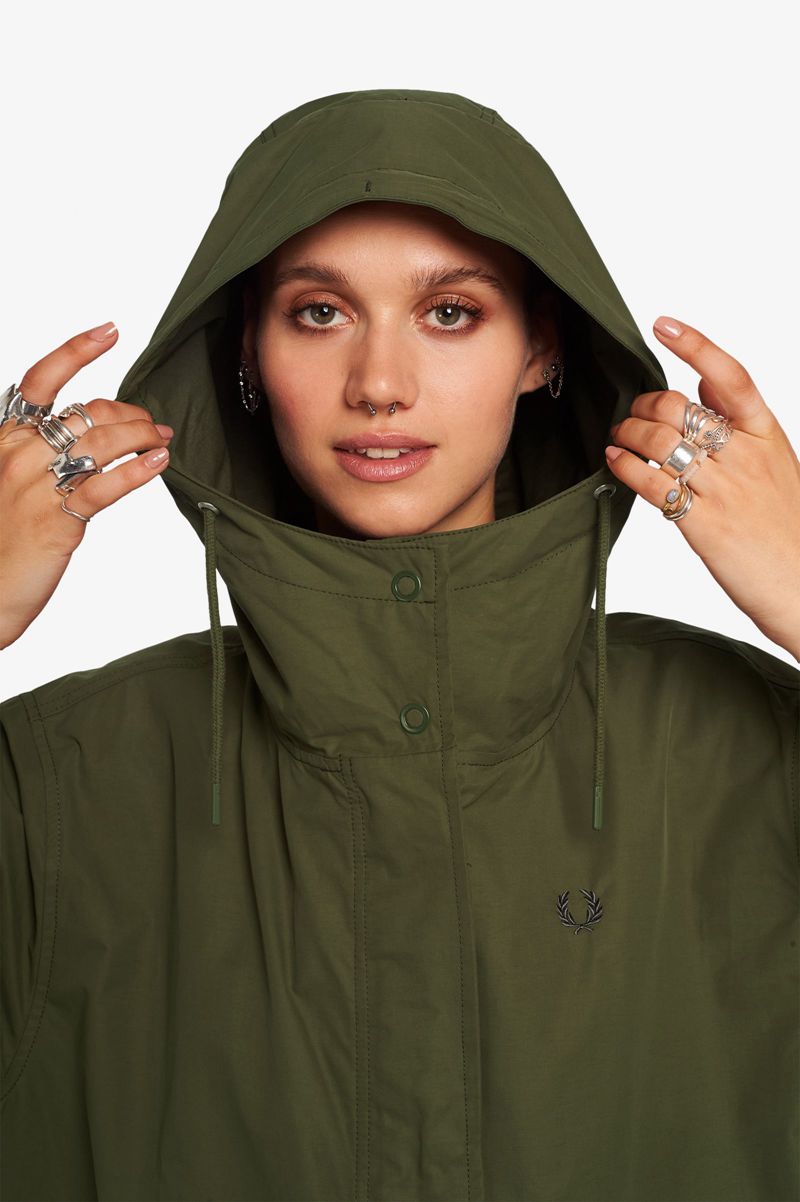 Women's Fred Perry Shell Parka Jackets Green | 7321490-AC