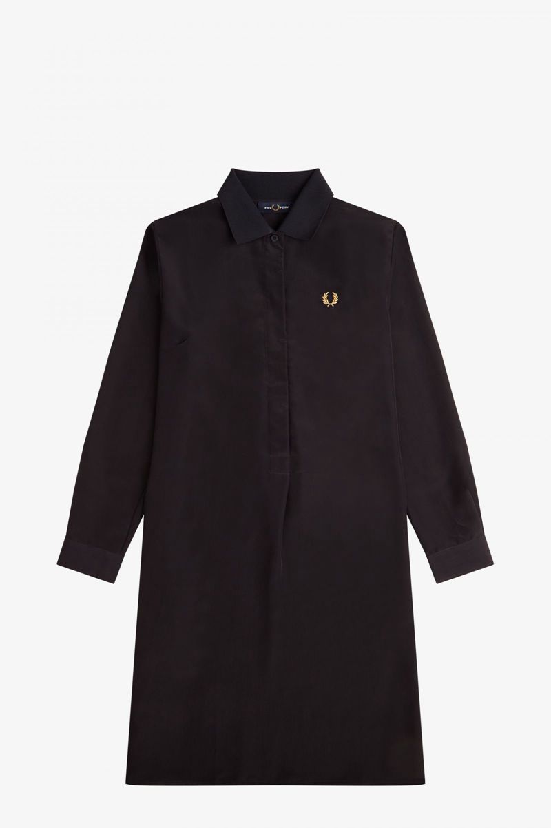 Women's Fred Perry Shirt Dresses Navy | 8437061-PE