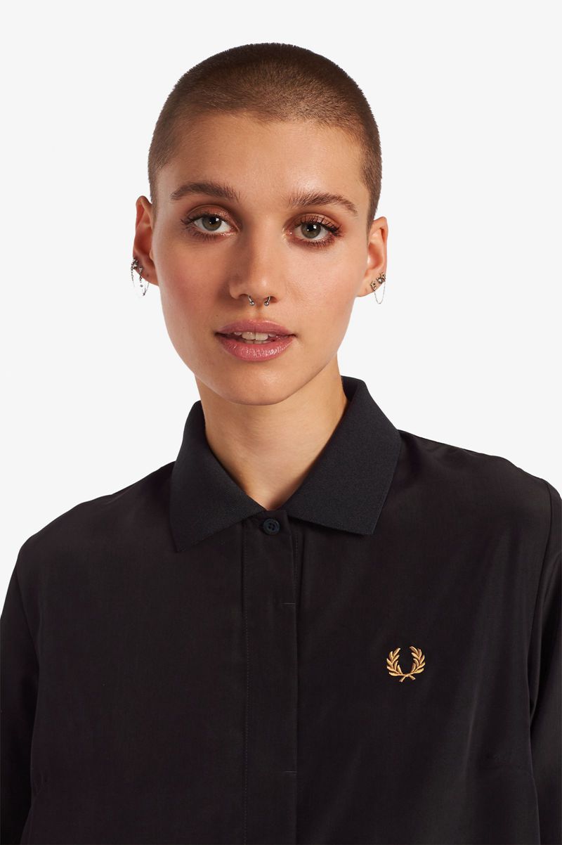 Women's Fred Perry Shirt Dresses Navy | 8437061-PE