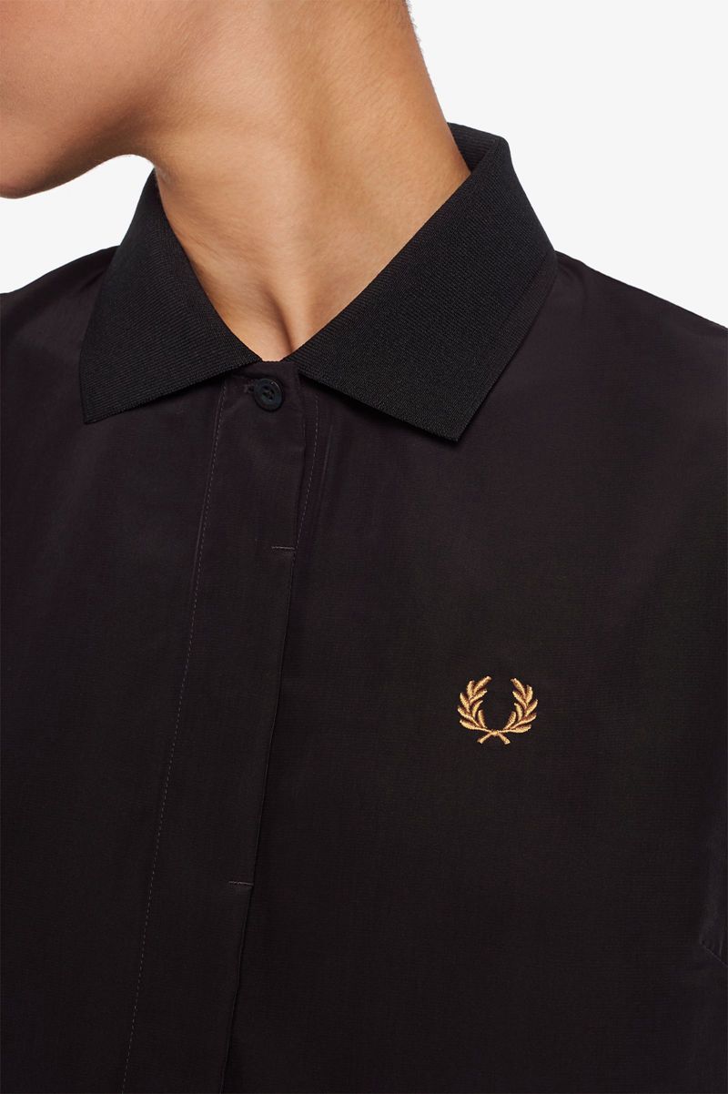 Women's Fred Perry Shirt Dresses Navy | 8437061-PE