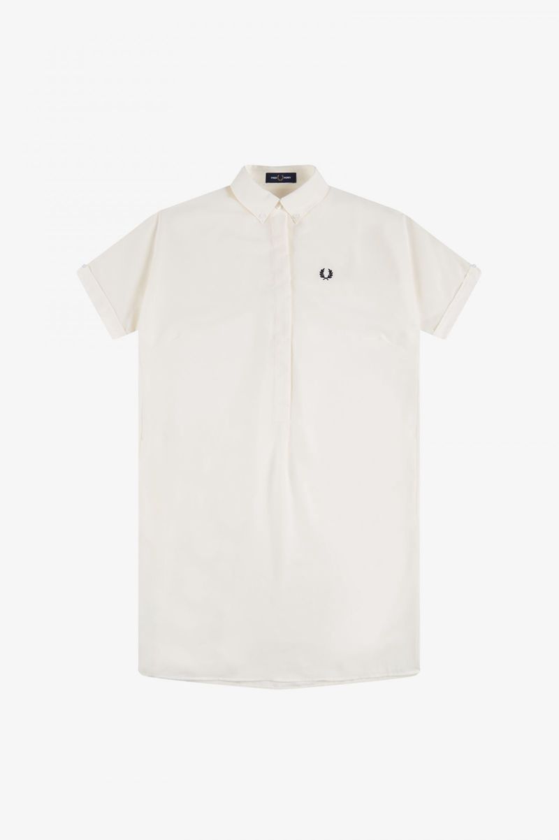 Women's Fred Perry Shirt Dresses White | 4138960-CL