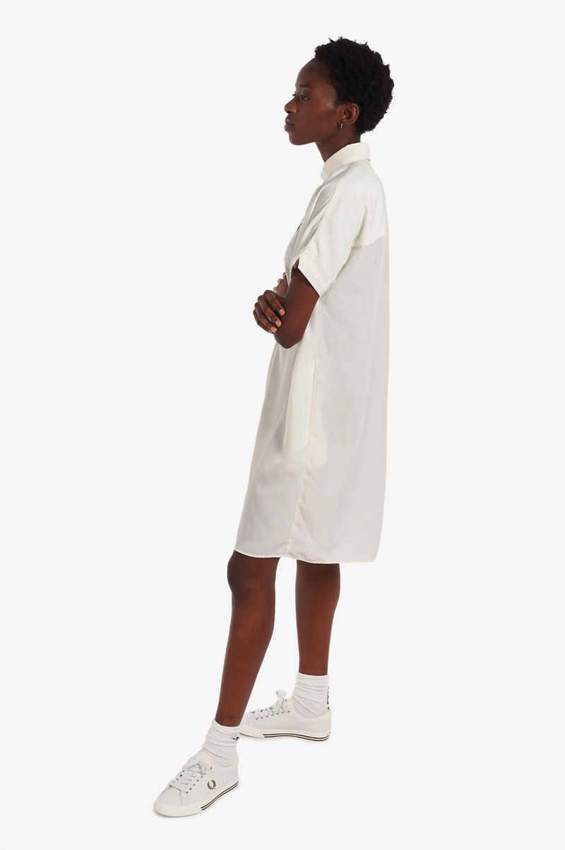 Women's Fred Perry Shirt Dresses White | 4138960-CL