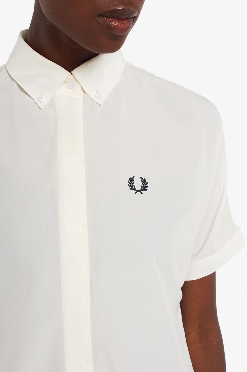 Women's Fred Perry Shirt Dresses White | 4138960-CL