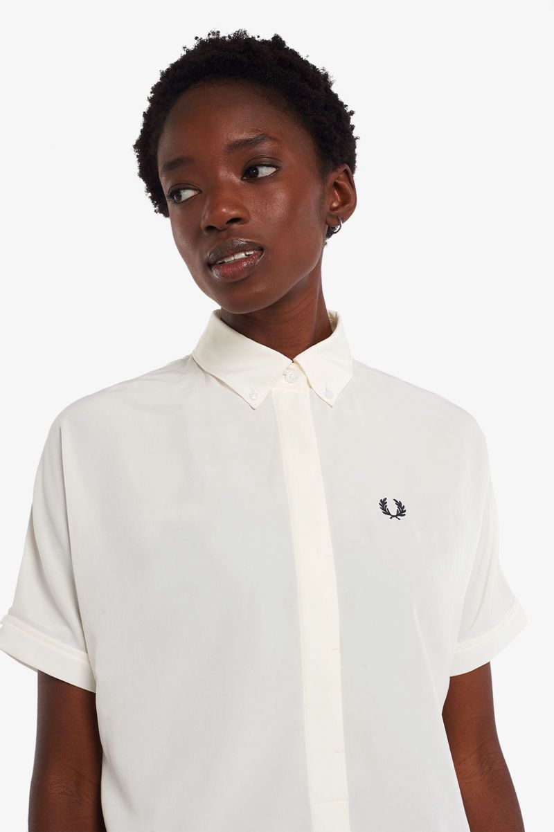 Women's Fred Perry Shirt Dresses White | 4138960-CL