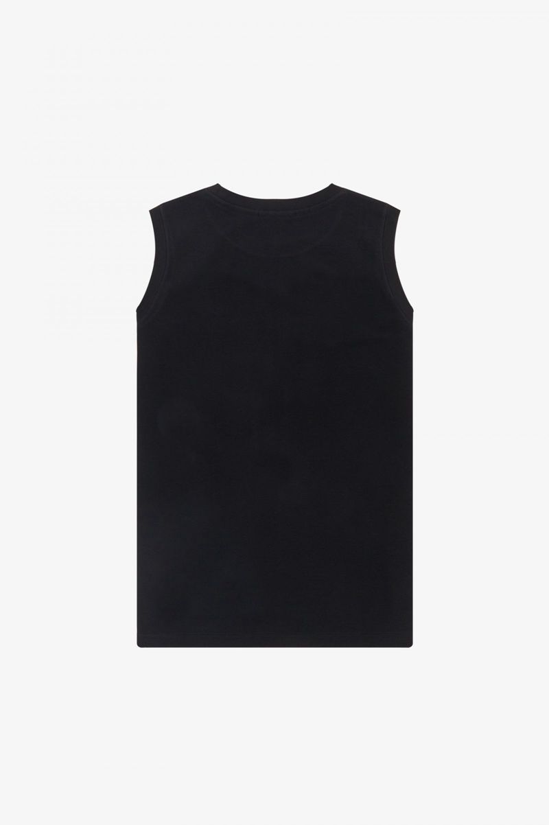 Women's Fred Perry Sleeveless Ringer T-Shirts Black | 5297314-WE