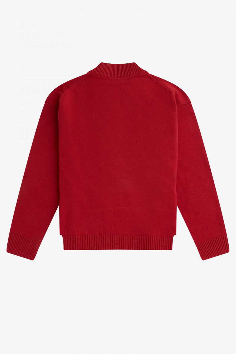 Women's Fred Perry Split Hem Cable Knit Jumper Knitwear Red | 7084369-QT