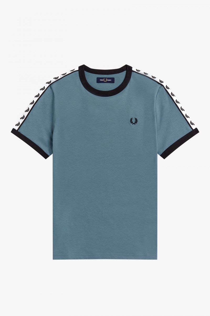 Women's Fred Perry Taped Ringer T-Shirts Grey Blue | 9073148-HJ