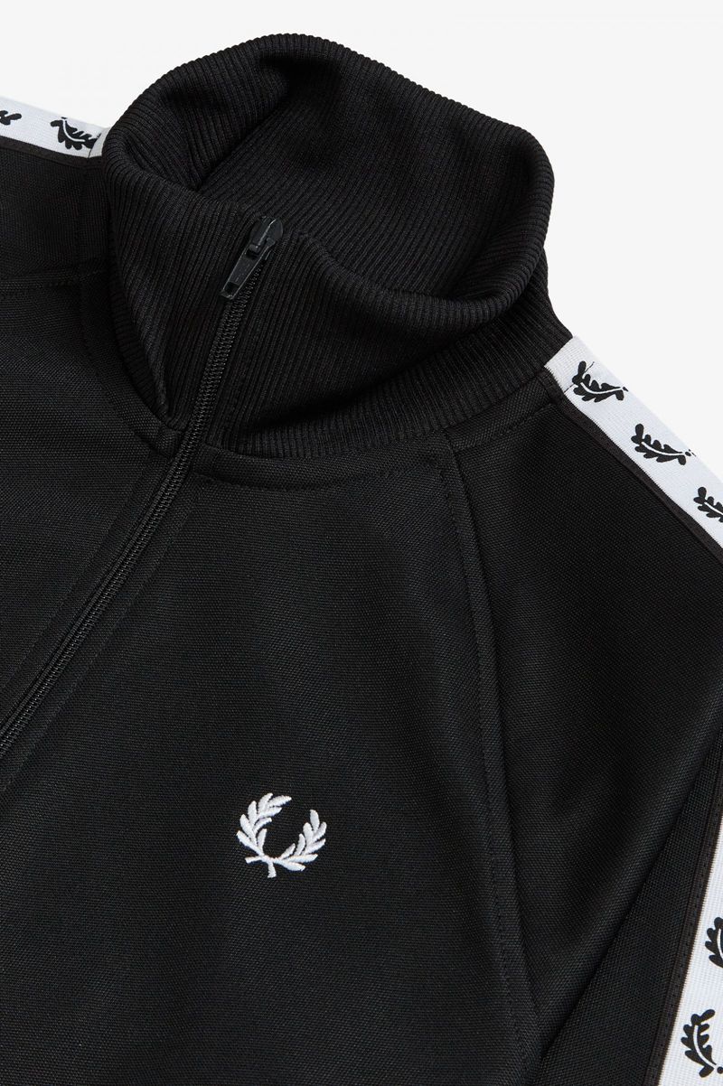 Women's Fred Perry Taped Track Jackets Black | 9312867-PS