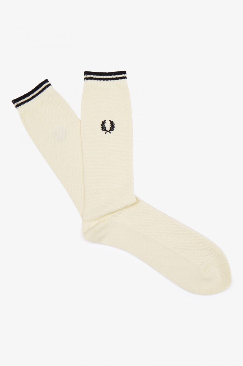 Women\'s Fred Perry Tipped Socks White | 7590643-XE