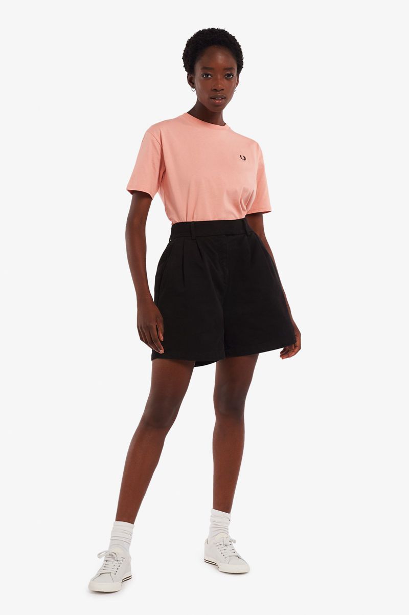 Women's Fred Perry Twill Shorts Black | 9281534-DN