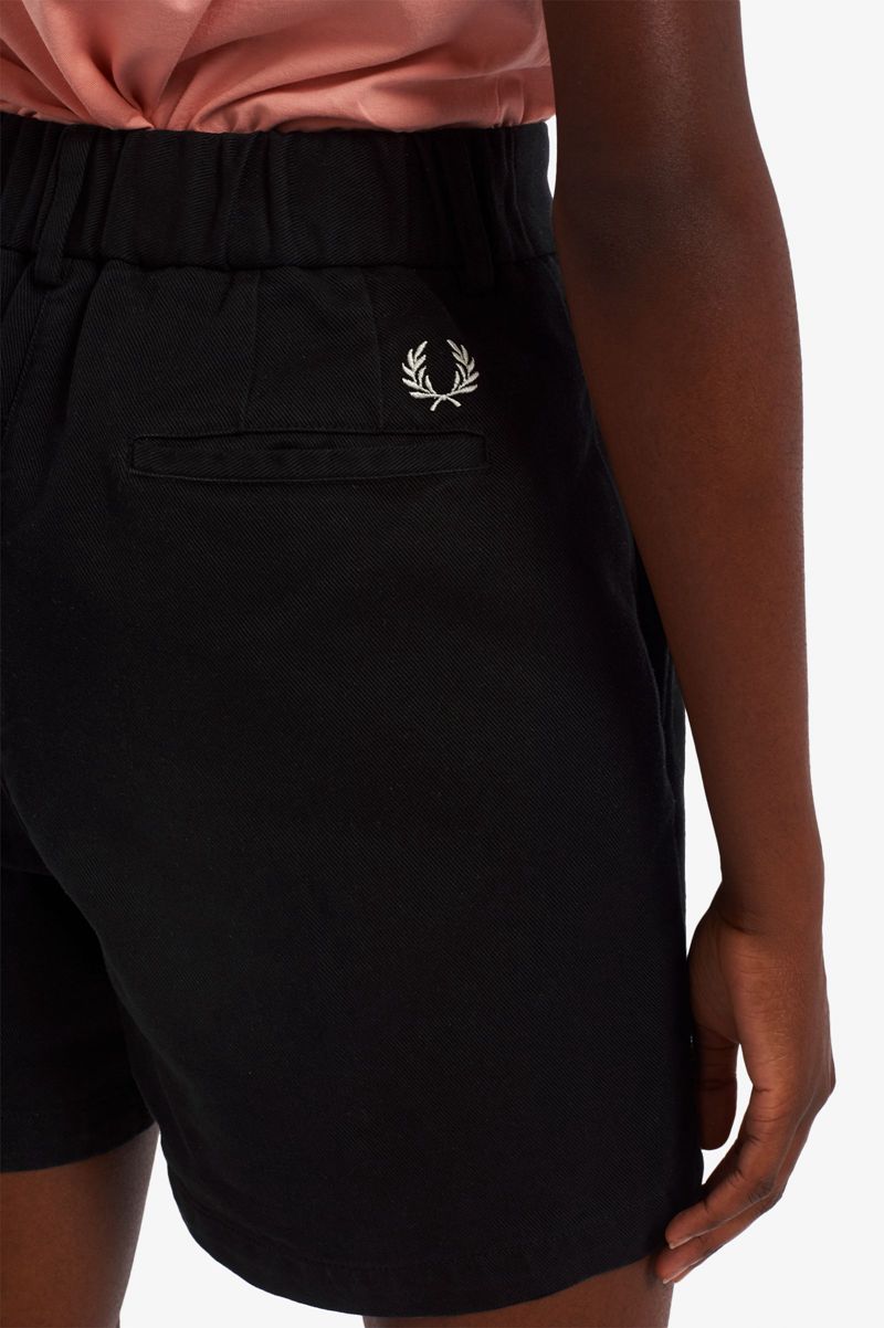 Women's Fred Perry Twill Shorts Black | 9281534-DN