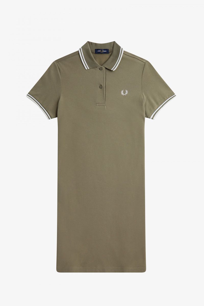 Women's Fred Perry Twin Tipped Dresses Olive | 4873962-NX