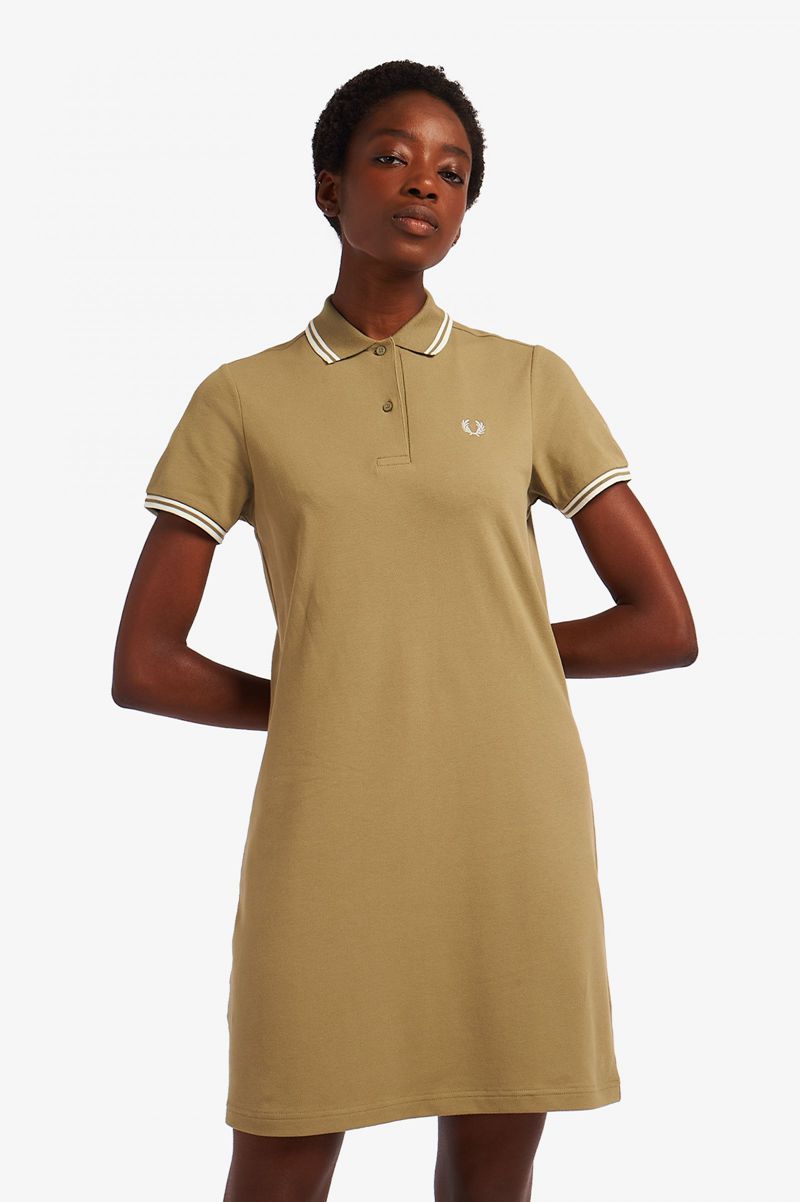 Women's Fred Perry Twin Tipped Dresses Olive | 4873962-NX