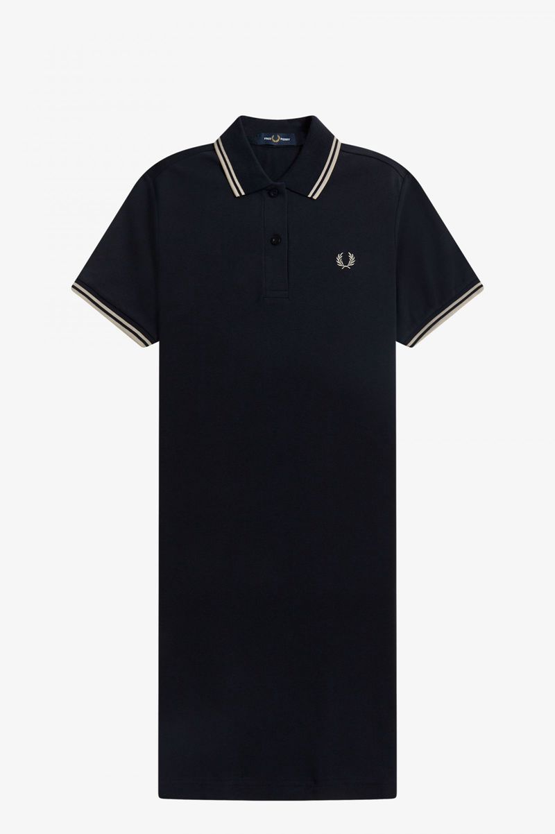 Women's Fred Perry Twin Tipped Shirt Dresses Navy | 4932057-FC