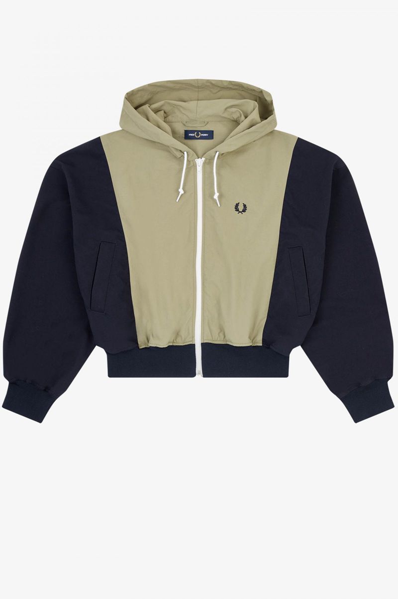 Women's Fred Perry Woven Hooded Track Jackets Olive | 9842675-YP