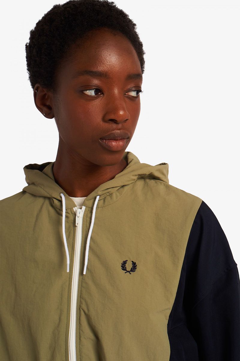 Women's Fred Perry Woven Hooded Track Jackets Olive | 9842675-YP