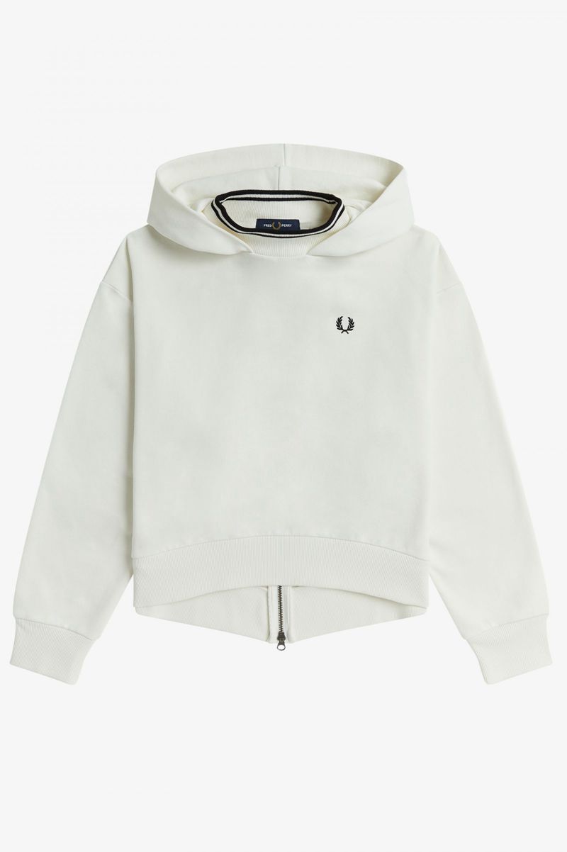 Women's Fred Perry Zip Detail Hooded Sweatshirts White | 4052398-DB